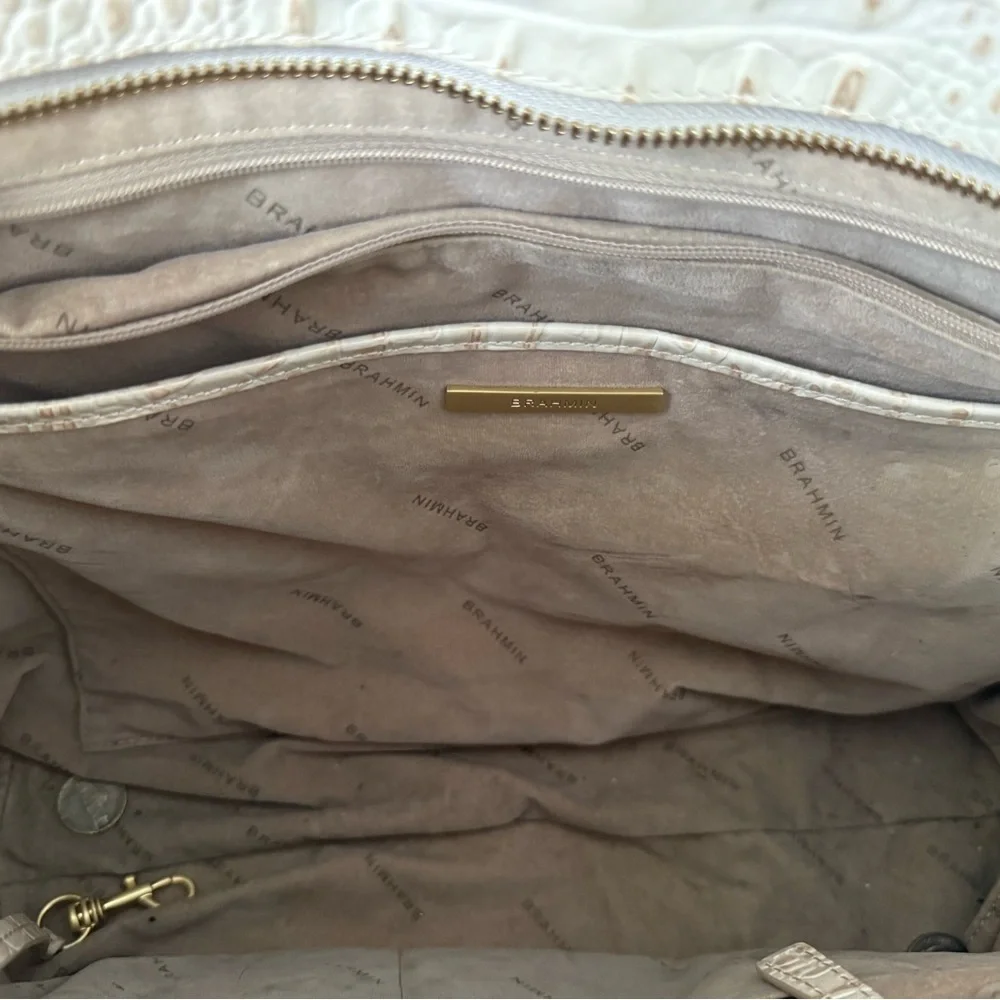 Brahmin Cream/Gold -Embossed Tote Bag - Picture 7 of 7